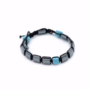 Armbånd Magnetisk Hæmatit Shamballa - Turkise Kuboider