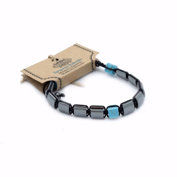 Armbånd Magnetisk Hæmatit Shamballa - Turkise Kuboider