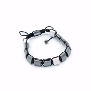 Armbånd Magnetisk Hæmatit Shamballa - Hvid Jaspis Cuboids