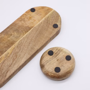 Mango Houten Dienblad met 3 Kommetjes - Mooi Bloemenpatroon