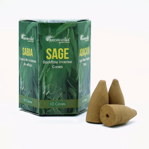 Packung mit 10 Masala Backflow - Räucherstäbchen - Salbei