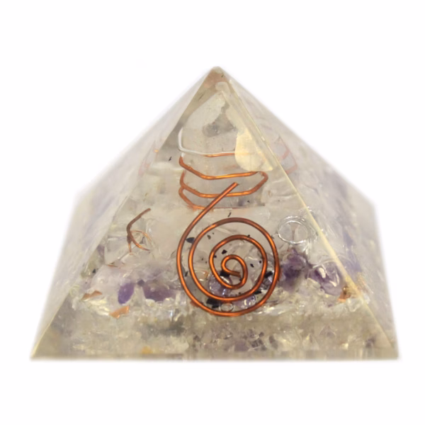 Orgonitt Pyramide 55mm Edelstener og Kobber - Medium