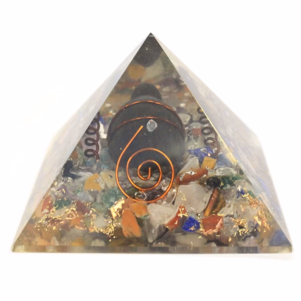 Orgonite la Pyramide - Puces de Gemme et Cuivre 60mm - Tortue