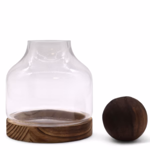 Ball Top Terarium på Mørkt Tungtre - 17x22cm