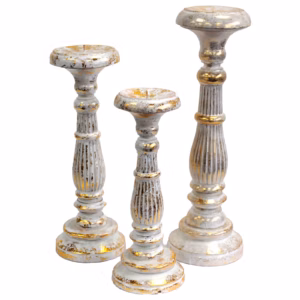 Ljusstake - Vit & Guld - Medium