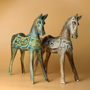 Cheval Moyen - Or & Turquoise