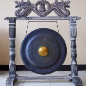 Mittelgroßer Meditationsgong auf Ständer - 35cm - Schwarz