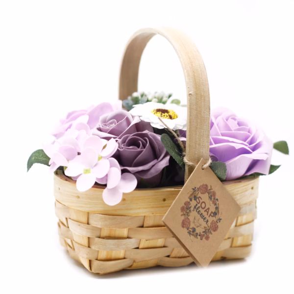 Blomstersåpe Såpebukett Syrinbukett I Kurv - Medium