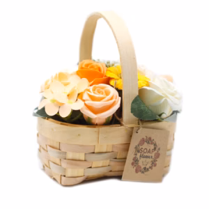 Bouquet Panier en Osier Moyen - Orange