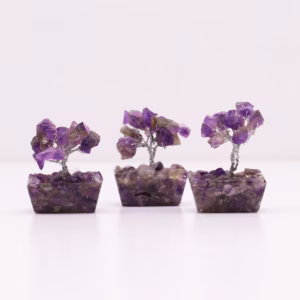 Mini Gemstone Tree på Orgonittbase - Ametyst (15 Steiner)