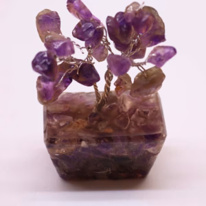 Mini Gemstone Tree på Orgonittbase - Ametyst (15 Steiner)