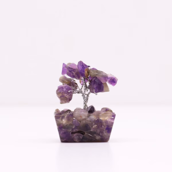 Mini Gemstone Tree på Orgonittbase - Ametyst (15 Steiner)