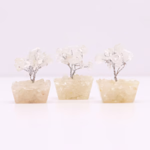 Arbre Pierres Fines sur Orgonite - Quartz de Roche - 15 Pierres - Mini