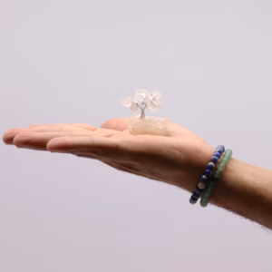 Arbre Pierres Fines sur Orgonite - Quartz de Roche - 15 Pierres - Mini