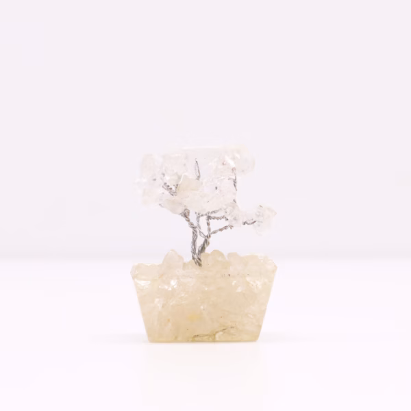 Arbre Pierres Fines sur Orgonite - Quartz de Roche - 15 Pierres - Mini