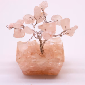 Mini Ædelstenstræer på Orgonitbase - Rosenkvarts (15 Sten)