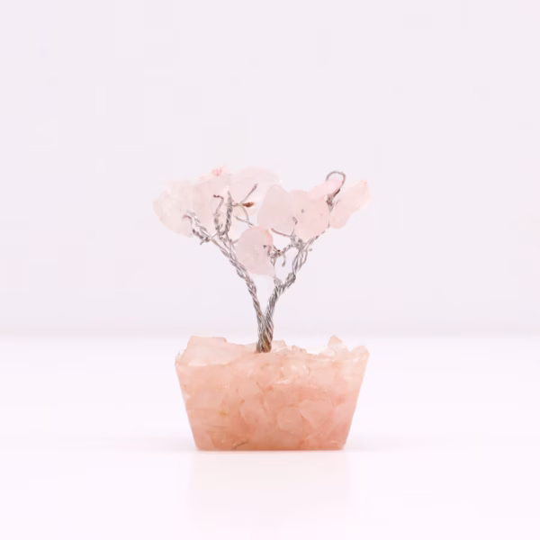 Mini Ædelstenstræer på Orgonitbase - Rosenkvarts (15 Sten)