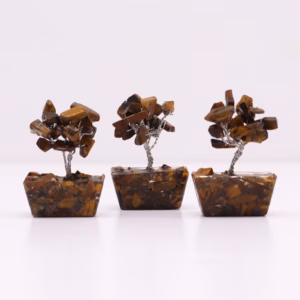 Mini Gemstone Tree på Orgonittbase - Tigereye (15 Steiner)