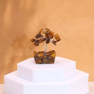 Mini Gemstone Tree på Orgonittbase - Tigereye (15 Steiner)