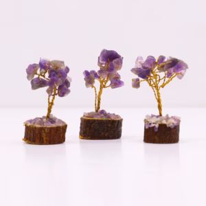 Mini Edelsteenbomen op Houten Basis - Amethist - 15 Stenen