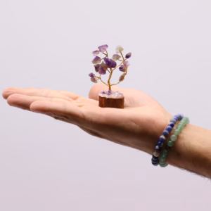 Mini Edelsteenbomen op Houten Basis - Amethist - 15 Stenen