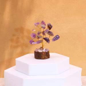 Mini Edelsteenbomen op Houten Basis - Amethist - 15 Stenen