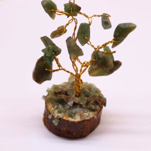 Mini Árbol de Piedras - Base Madera - Aventurina Verde - 15 Piedras