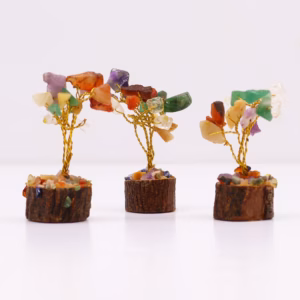 Mini Árbol de Piedras - Base Madera - Piedras Múltiples - 15 Piedras