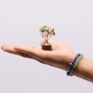 Mini Árbol de Piedras - Base Madera - Piedras Múltiples - 15 Piedras