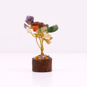 Mini Árbol de Piedras - Base Madera - Piedras Múltiples - 15 Piedras