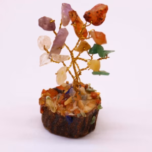 Mini Árbol de Piedras - Base Madera - Piedras Múltiples - 15 Piedras