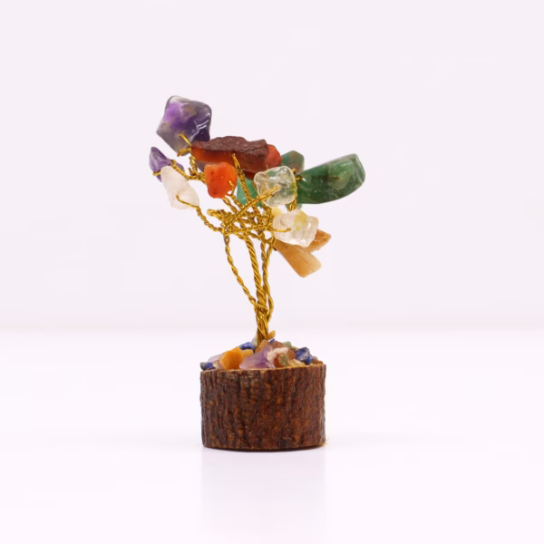 Mini Árbol de Piedras - Base Madera - Piedras Múltiples - 15 Piedras