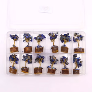 Mini Gemstone Trees on Wood Base - Sodalite - 15 Stones