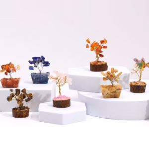 Mini Gemstone Trees on Wood Base - Sodalite - 15 Stones