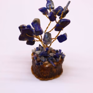 Mini Gemstone Trees on Wood Base - Sodalite - 15 Stones