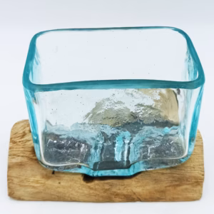 Molten Glass Tank on Wood with Stand - Small Bowl
