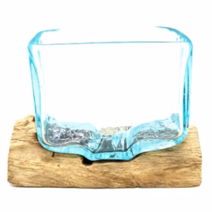 Molten Glass Tank on Wood with Stand - Small Bowl