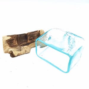 Molten Glass Tank on Wood with Stand - Small Bowl