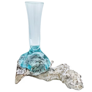 Geschmolzenes Glas auf Getünchtem Holz - Vase - Mittel