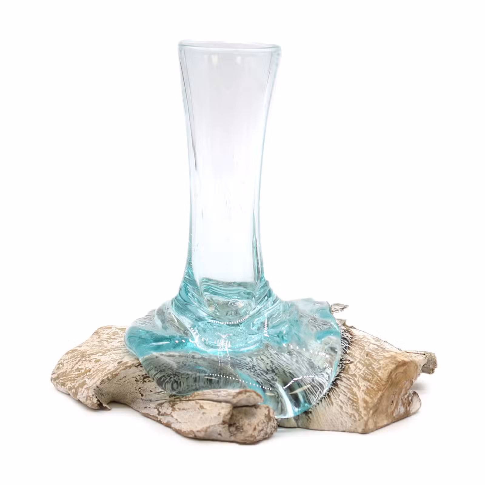 Smeltet Glass på Hvitkalket Tre - Vase - Liten