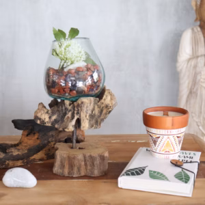 Verre sur Bois avec Support - Grand Bol