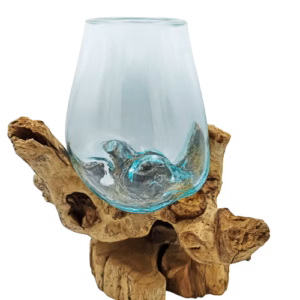 Gussglas auf Holz mit Ständer - Große Schale