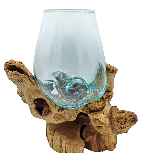 Verre sur Bois avec Support - Grand Bol