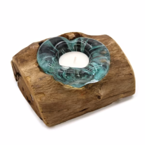 Enkele Houder van Gesmolten Glas op Hout