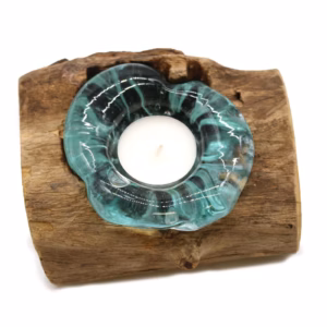 Enkele Houder van Gesmolten Glas op Hout