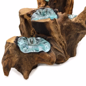 Gesmolten Glas Vijf Kandelaar op Hout