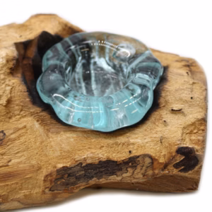 Bougeoir Triple Plat en Verre Fondu sur Bois