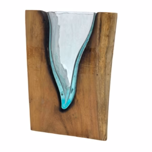 Gesmolten Glazen V - Vormige Kunstvaas op Hout