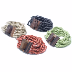 Brazalete de Cuentas Múltiples con Cierre de Madera - Surtido de Colores