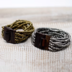 Brazalete de Cuentas Múltiples con Cierre de Madera - Surtido de Colores